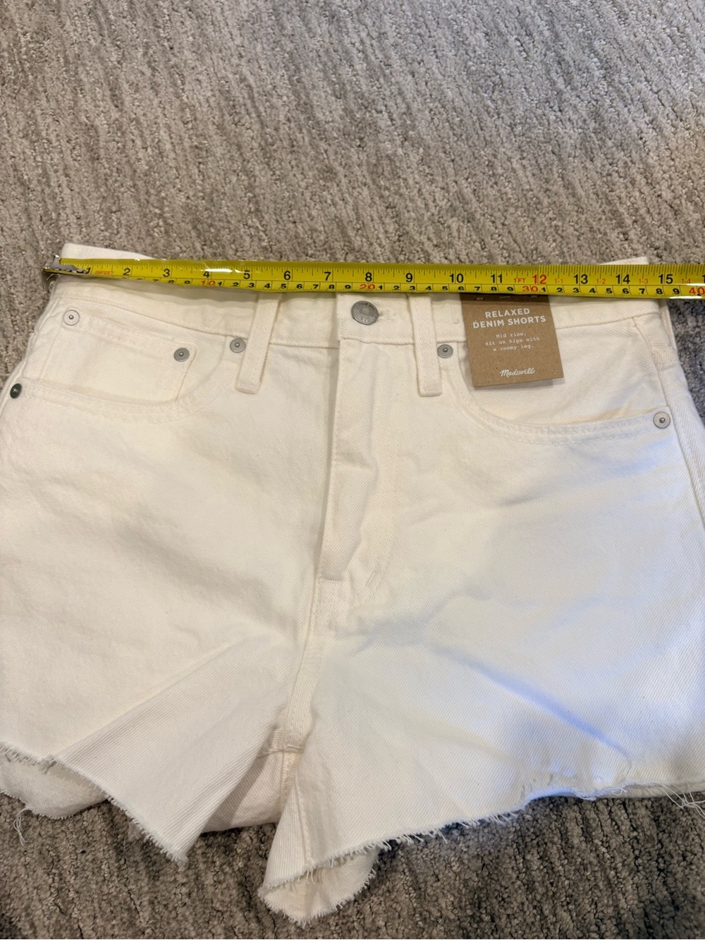 NWT Madewell Relaxed Denim Shorts | White | Mid Rise | Size 26 - Picture 7 of 9